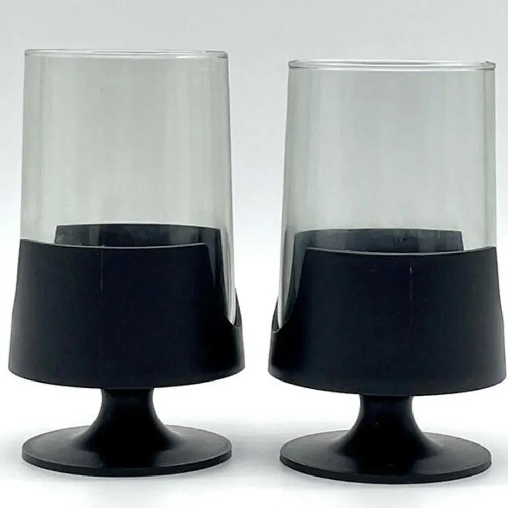 Retro Black Handle Pedestal 8oz Glass Mugs Corning Hot‎ Cold GLAS SNAP